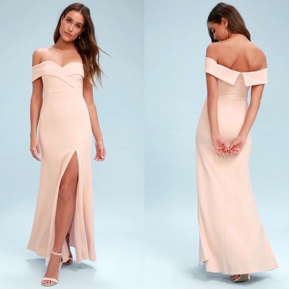 Lulus Dresses & Skirts - NWT Lulu's Song of Love Blush Pink Off-the-Shoulder Maxi Dress Size XL